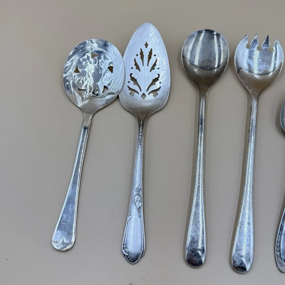 Lot of 6 Vintage Silverware Various Brands 1940s Silver Plated England Italy